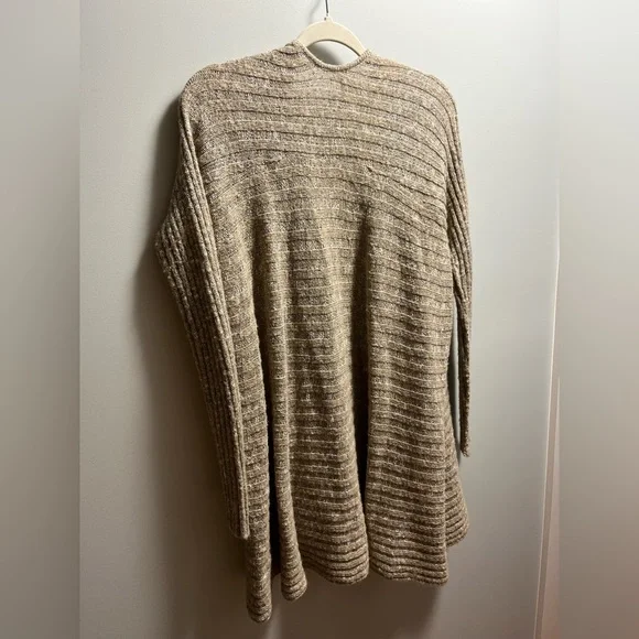 Free People Neutral-Tone Open Front Ribbed Cardigan - Picture 4 of 4